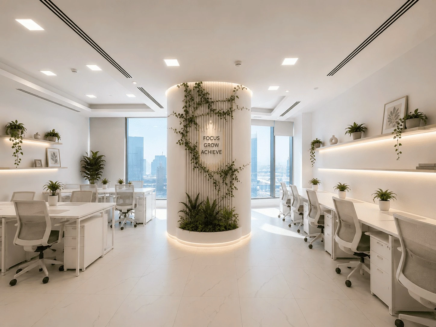 Dedicated desk workspace at Aegis Coworking in ADGM Abu Dhabi
